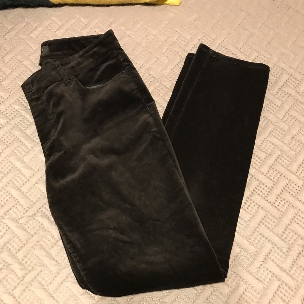 Talbots Velvet Pants Women's Size 8 Black Signature Straight Leg Mid Rise